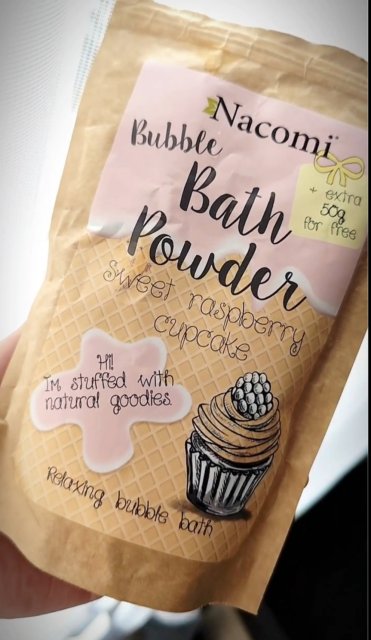 Nacomi Puder do kąpieli, Bubble Bath Powder, Sweet Raspberry Cupcake