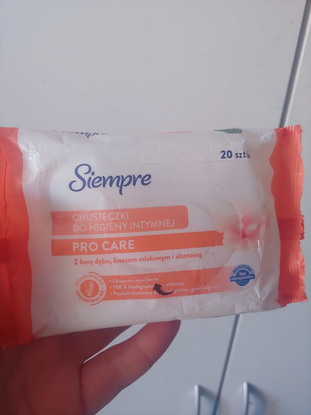 Siempre Chusteczki do higieny intymnej, pro care, kora debu kwas mlekowy i alantoina