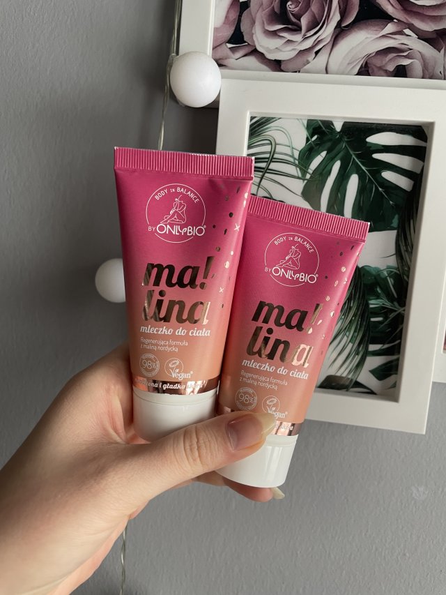 OnlyBio Body in Balance, Mleczko do ciała, Ma!lina, Malina nordycka, Regenerująca formuła