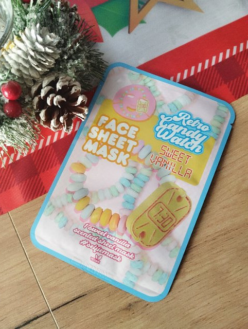 Maxbrands Marketing B.V. Face Sheet Mask, Maseczka do twarzy w płacie, Retro Candy Watch, Zapach słodkiej wanilii