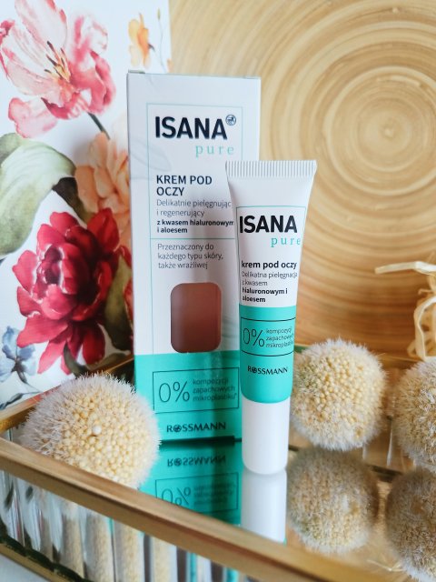 Isana Pure, Krem pod oczy, Delikatna pielęgnacja, Z kwasem hialuronowym i aloesem