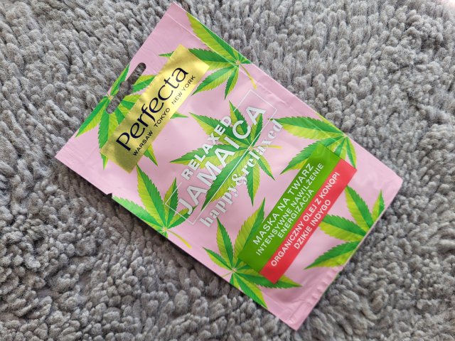 Perfecta Relaxed Jamaica, Happy & Relaxed, Maska na twarz, Intensywne nawilżenie, Energizacja, Organiczny olej z konopi, Dzikie indygo