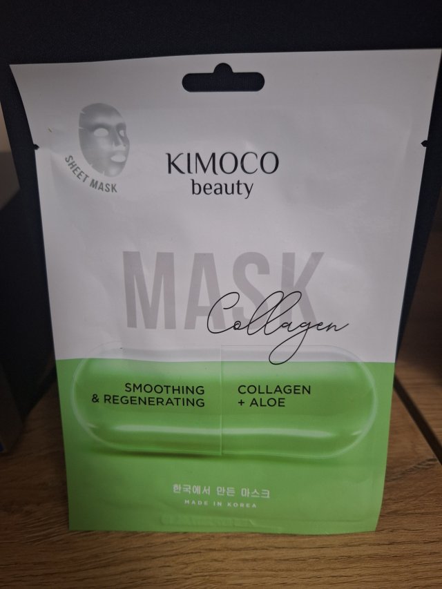 Kimoco Beauty Maska do twarzy w płacie, Collagen, Collagen + Aloe, Wygładzająco-regenerująca, Kolagen i Aloes 
