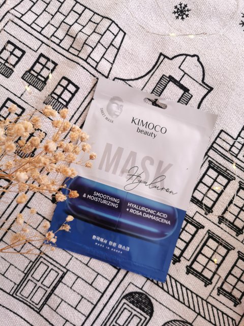 Kimoco Beauty Maska do twarzy w płacie, Hyaluron, Smoothing & Moistruizing, Hyaluronic Acid + Rosa Damascena