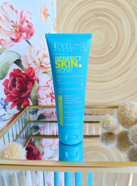 Eveline Perfect Skin. Acne, Peeling-pasta-maska do twarzy, 3w1, Mikrozłuszczający