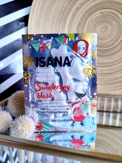 Isana Płatki pod oczy, Hydrożelowe, Świąteczny blask, Ekstrakt z chabrów i kwas hialuronowy 