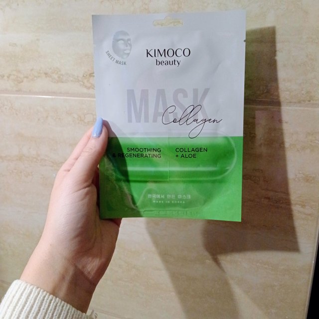 Kimoco Beauty Maska do twarzy w płacie, Collagen, Collagen + Aloe, Wygładzająco-regenerująca, Kolagen i Aloes 