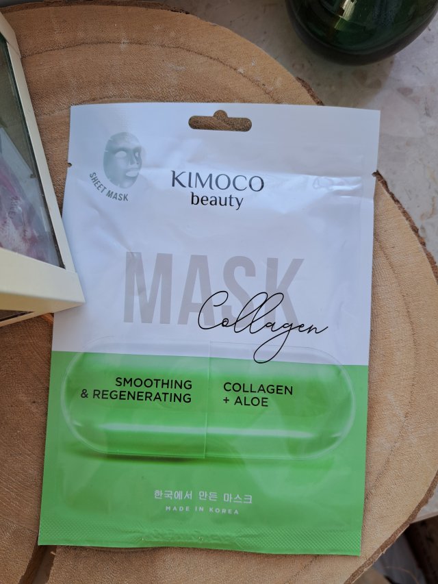 Kimoco Beauty Maska do twarzy w płacie, Collagen, Collagen + Aloe, Wygładzająco-regenerująca, Kolagen i Aloes 