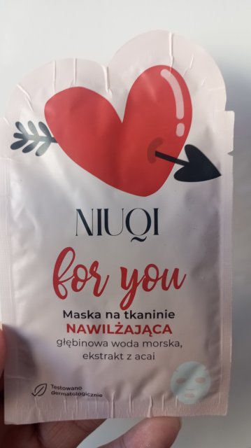 NIUQI Maska na tkaninie, Nawilżająca, For You, Głębinowa woda morska i ekstrakt z acai