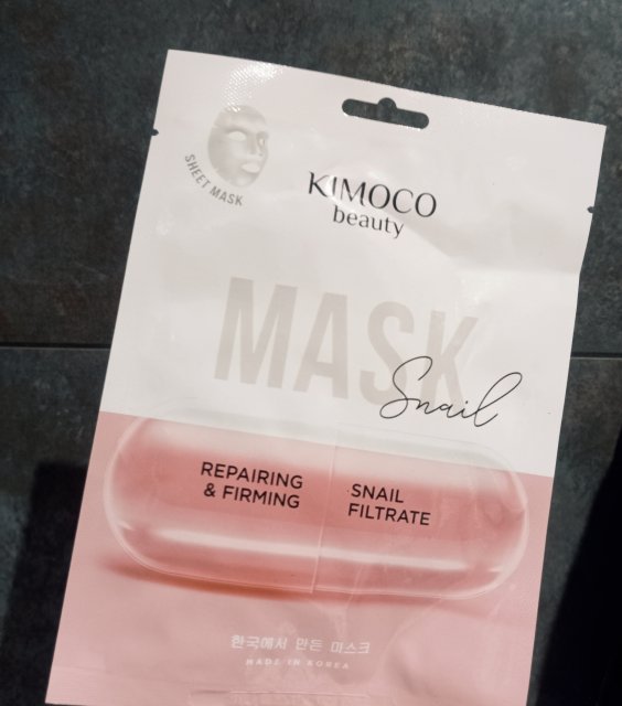 Kimoco Beauty Maska do twarzy w płacie, Snail, Snail Filtrate, Regenerująco-ujędrniająca, Filtrat ze śluzu ślimaka
