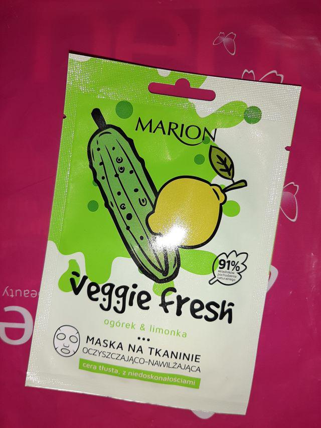 Marion Veggie Fresh, Maska na tkaninie, Oczyszczająco-nawilżająca, Ogórek & limonka