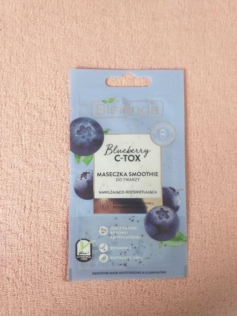 Bielenda Blueberry C-TOX, Maseczka do twarzy, Smoothie, Nawilżająco-rozświetlająca, Dla cery odwodnionej, pozbawionej blasku