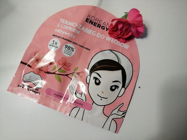 Marion Korean Energy, Termo-zabieg do włosów z czepkiem, Odżywczy, Ekstrakt z kwiatów wiśni, masło shea