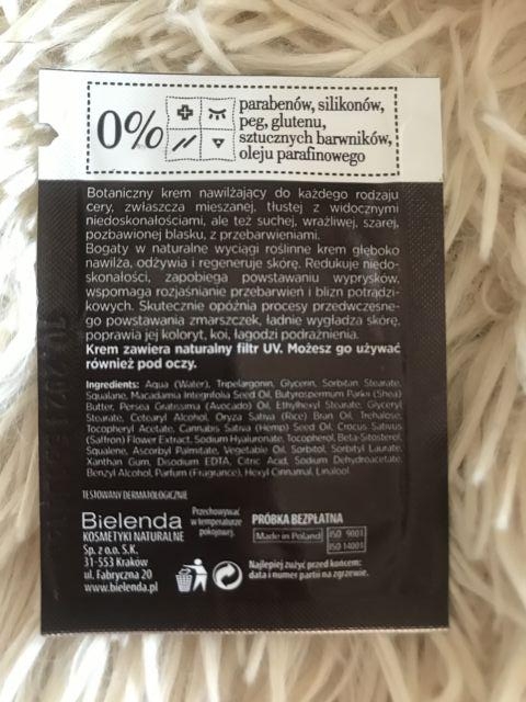 Bielenda Botanic Formula, Krem do twarzy, Nawilżający, Olej z konopi + szafran