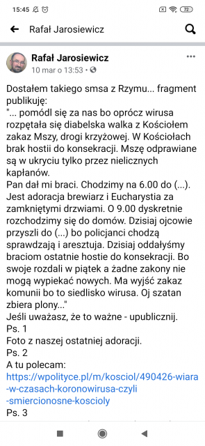 Koronawirus - zbiór przemyśleń w świetle ostatnich wydarzeń