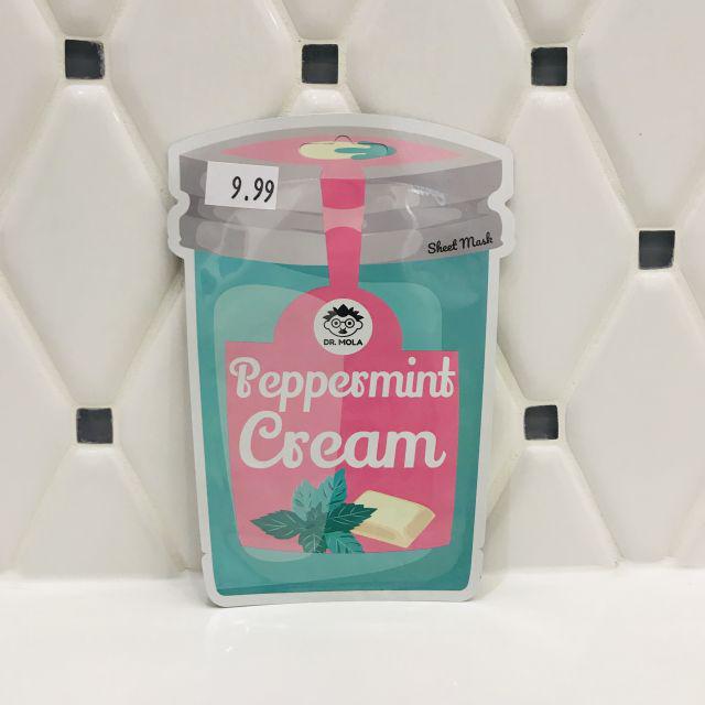 Dr. Mola Maska do twarzy w płacie, Peppermint Cream, Oczyszczająca, wygładzająca, nawilżająca