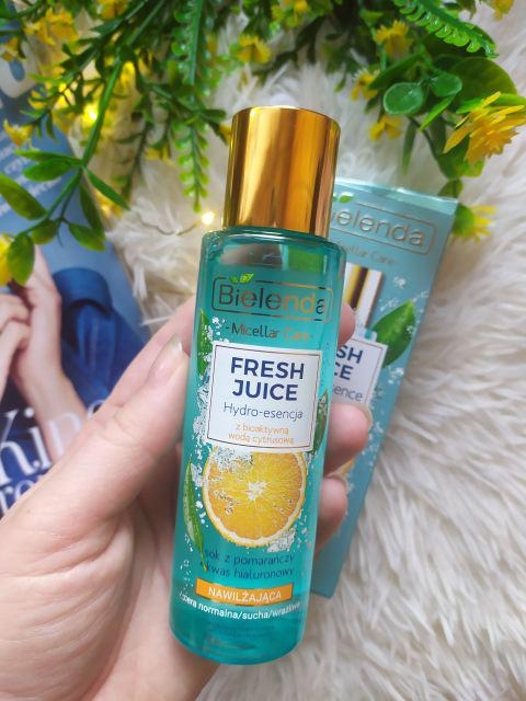 Bielenda Fresh Juice, Hydro-esencja do twarzy, Nawilżająca, Z bioaktywną wodą cytrusową, Sok z pomarańczy i kwas hialuronowy