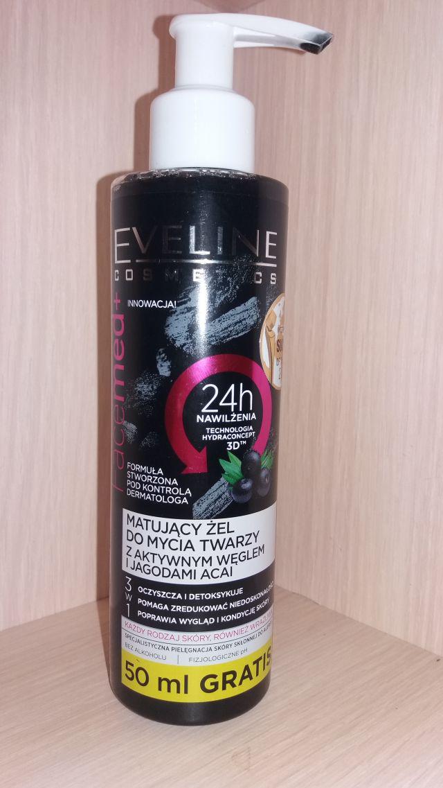 Eveline Żel do mycia twarzy, Matujący, Z aktywnym węglem i jagodami acai, 3w1