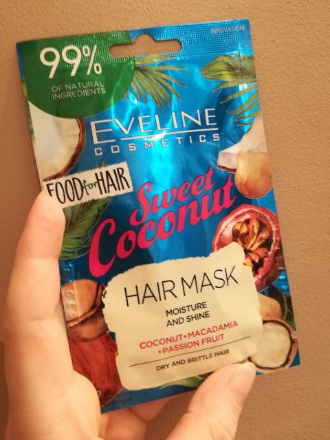 Eveline Food For Hair, Sweet Coconut, Maska do włosów, Z kokosem, olejkiem makadamia i marakują