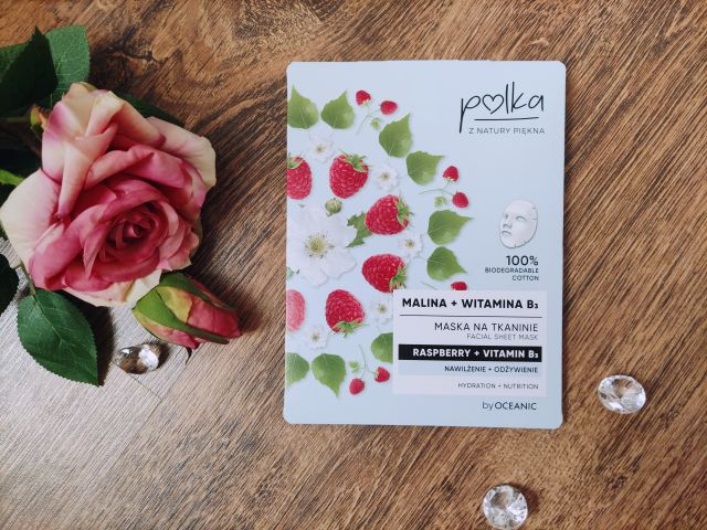 Polka Maska do twarzy na tkaninie, Nawilżenie + Odżywienie, Malina + Witamina B3