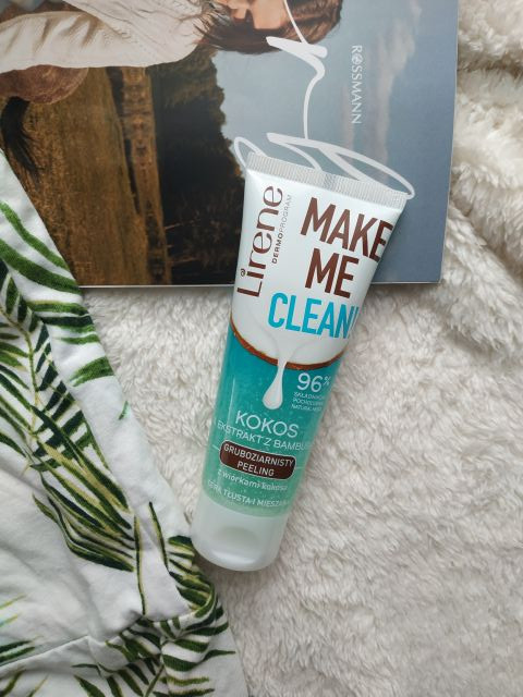 Lirene Make Me Clean!, Peeling do twarzy, Gruboziarnisty, Cera tłusta i mieszana, Kokos & Ekstrakt z bambusa