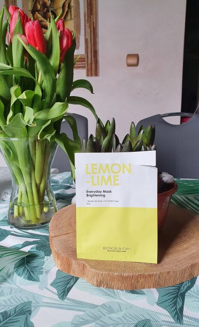BOOM DE AH DAH Maska do twarzy w płacie, Lemon-Lime, Rozjaśniająca 