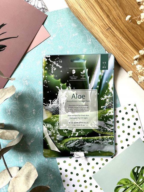 BeauuGreen Maska do twarzy w płacie, Contour Mask, Aloe 