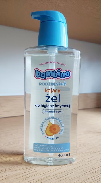 Bambino Rodzina, Żel do higieny intymnej, Kojący, Kwas mlekowy + nagietek