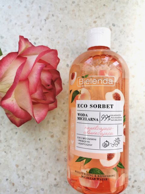  Bielenda Eco Sorbet, Woda micelarna, Nawilżająco-odświeżająca, Brzoskwinia