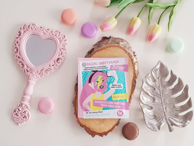 Mascot Europe Maska do twarzy w płacie, Relax & Take a Selfie, Refresh and Soothes, Blueberry 