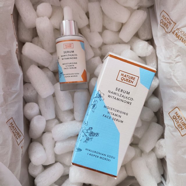 Nature Queen Serum do twarzy, Nawilżająco-witaminowe, Hialuronian sodu i koper morski