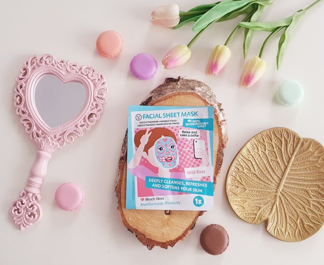 Mascot Europe Maska do twarzy w płacie, Relax & Take a Selfie, Wild Rose