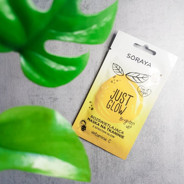 Soraya Just Glow, Maska do twarzy na tkaninie, Rozświetlająca, Efekt Glow, Witamina C 