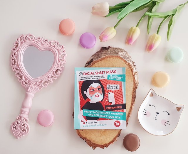 Mascot Europe Maska do twarzy w płacie, Relax & Take a Selfie, Pomegranate.