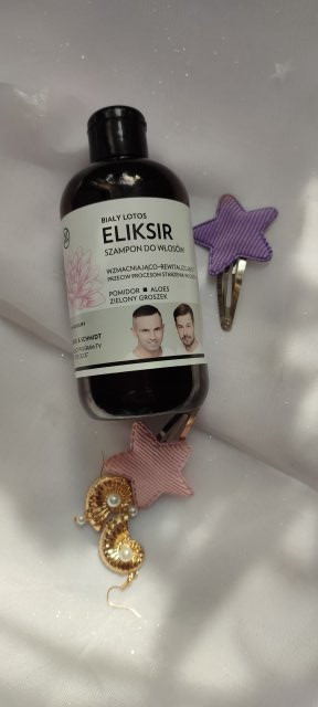 WS Academy Eliksir, Szampon do włosów, Biały Lotos, Wzmacniająco- rewitalizujący przeciw procesów starzenia włosów, Pomidor, aloes i zielony groszek  