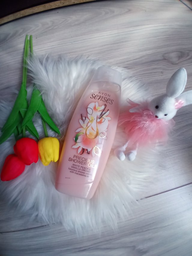 Avon Senses, Żel pod prysznic, Precious Shower Oils, Whit Peach & Wanilia Orchid
