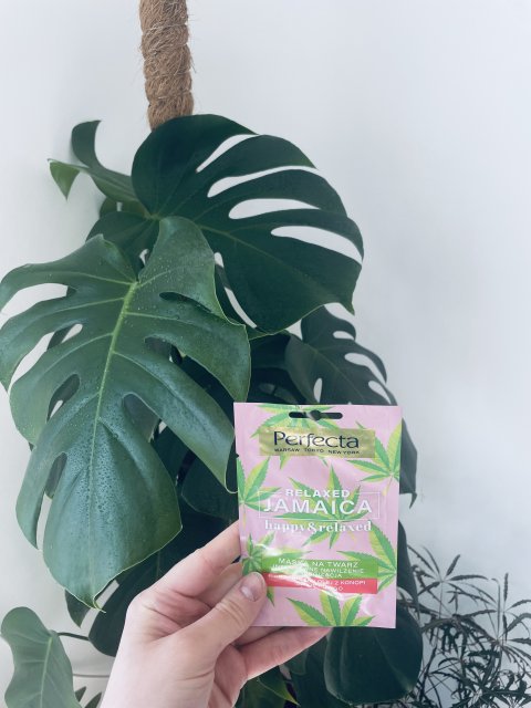 Perfecta Relaxed Jamaica, Happy & Relaxed, Maska na twarz, Intensywne nawilżenie, Energizacja, Organiczny olej z konopi, Dzikie indygo