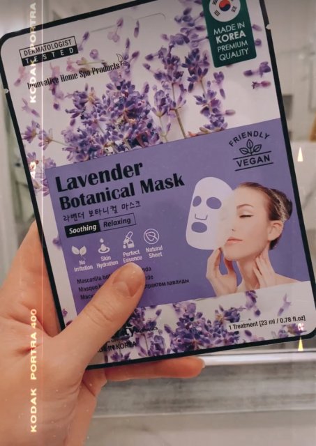 MBeauty Cosmetics Maska do twarzy w płacie, Lavender Botanical Mask, Kojąco-relaksująca