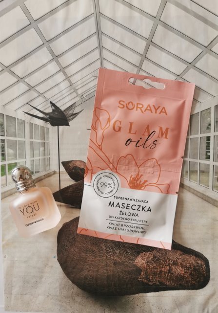 Soraya Glam Oils, Maseczka do twarzy, Żelowa, Supernawilżająca, Do każdego typu cery, Kwiat brzoskwini, kwas hialuronowy 