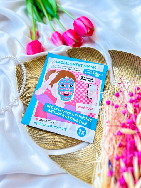 Action Maska do twarzy w płachcie, Facial Sheet Mask, Selfie Mask, Wild Rose