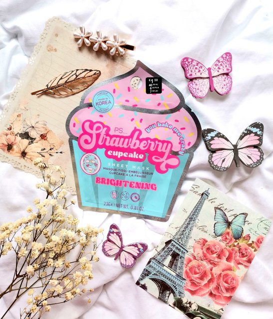 PS... Maseczka do twarzy w płacie, Brightening, Strawberry cupcake, You bake me crazy