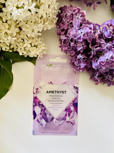 Bielenda Crystal Glow, Peeling do twarzy, Kryształowy, Gruboziarnisty, Amethyst, Ametyst i ekstrakt z kwiatu lotosu