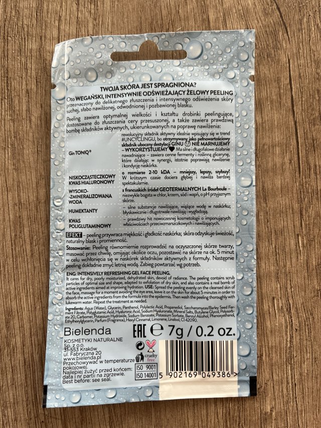 Bielenda Water Balance, Peeling do twarzy, Żelowy