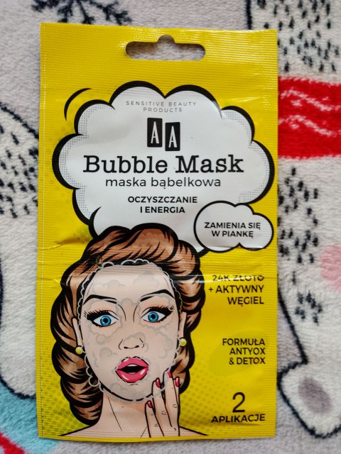 AA Bubble Mask, Maska bąbelkowa do twarzy, Oczyszczanie i energia, 24k złoto + aktywny wegiel