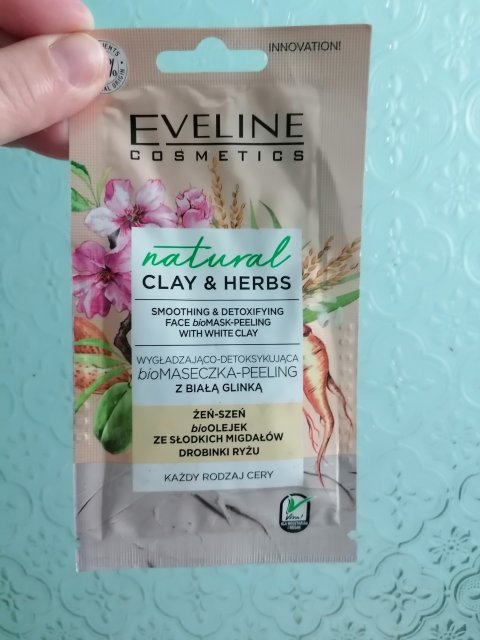 Eveline Natural Clay & Herbs, Maseczka do twarzy, Wygładzająco-detoksykująca, Z białą glinką, Każdy rodzaj cery