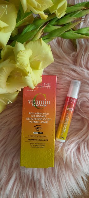 Eveline Vitamin C 3xAction, Serum pod oczy, Rozjaśniająco-chłodzące, Na dzień i na noc