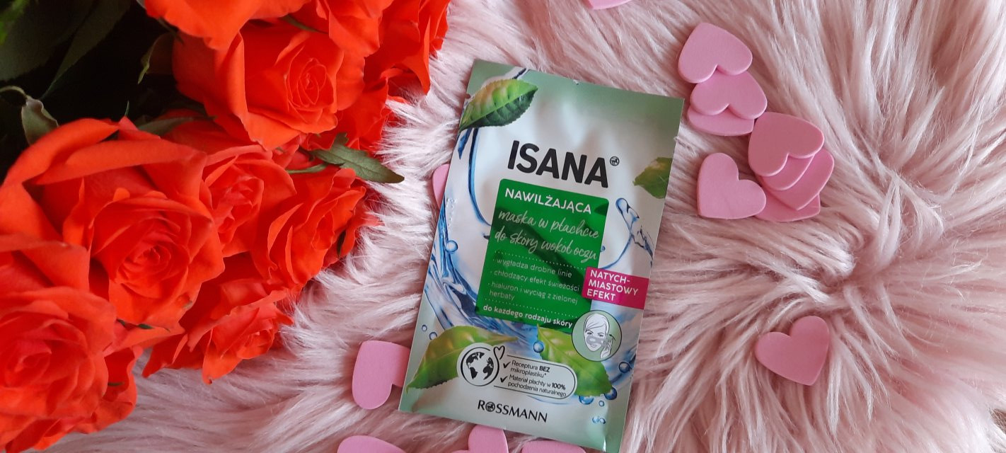 Isana Maska na okolice oczu w płacie, Nawilżająca, Hialuron i wyciąg z zielonej herbaty, Do każdego rodzaju skóry