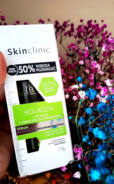 Bielenda Skin Clinic Professional, Kolagen + Betaina + Kwas Poliglutaminowy, Serum do twarzy, Na dzień i na noc, Regenerująco-Przeciwzmarszczkowe