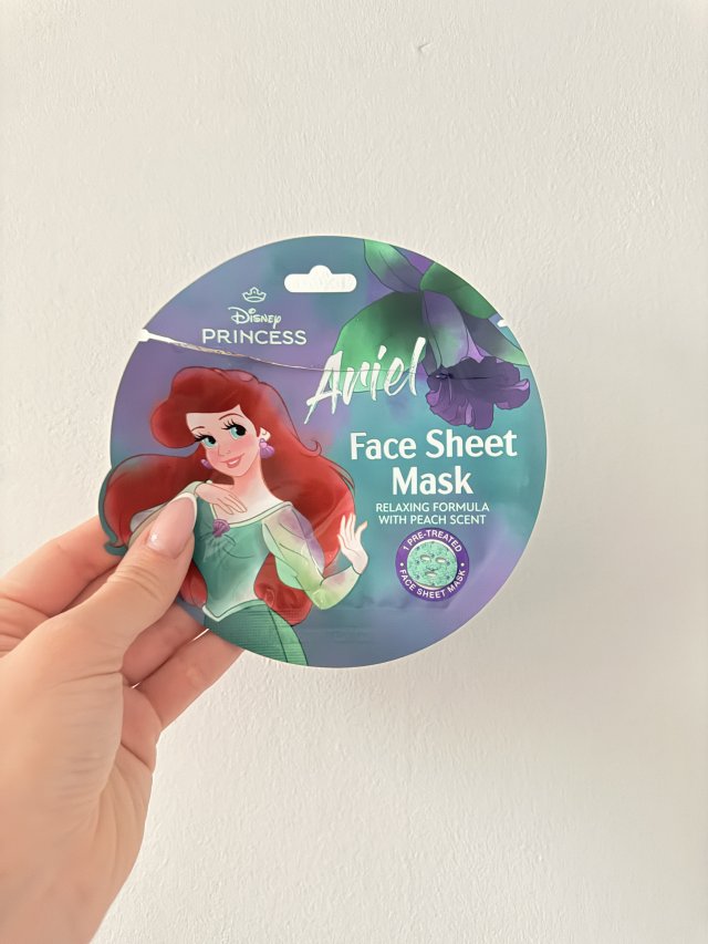 Topbrands Europe B.V. Disney Princess, Maska do twarzy w płacie, Formuła relaksująca, Zapach brzoskwini, Ariel
