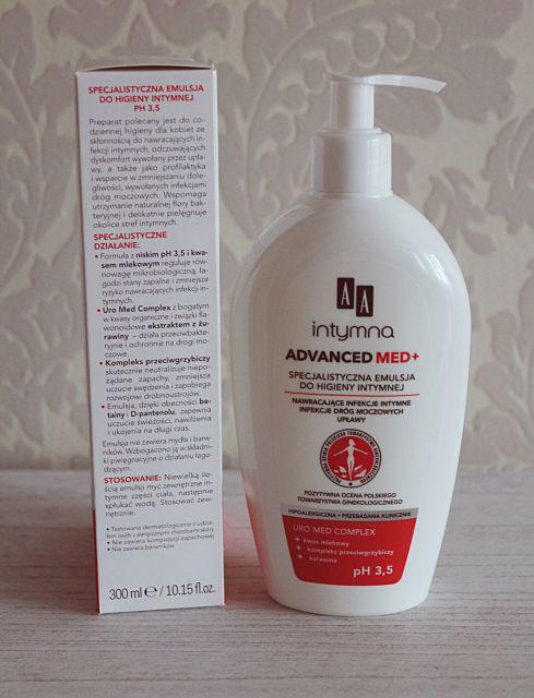 AA intymna intymna, Advanced Med+, Specjalistyczna emulsja do higieny intymnej, Nawracające infekcje intymne
